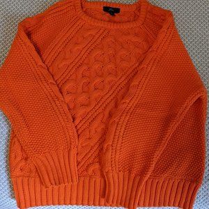 J.Crew Diagonal Cable-Knit Crew Sweater in Orange Sz M